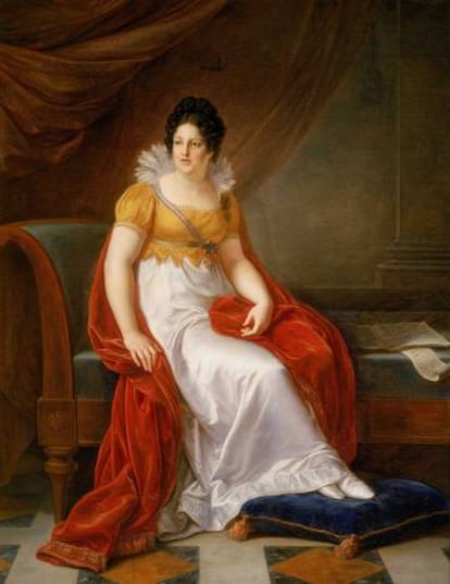 Retrato de María Luisa de Borbón realizado por Vincenzo Camuccini, en la Galleria d'Arte Moderna de Florencia.