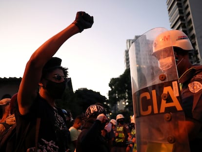 Protestas contra el presidente Jair Bolsonaro y el racismo, en São Paulo, el 7 de junio.