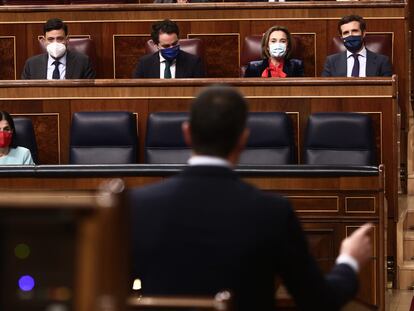 El presidente del Gobierno, Pedro Sánchez, interviene durante una sesión de Control al Gobierno, este miércoles, en el Congreso de los Diputados, en Madrid, (España).