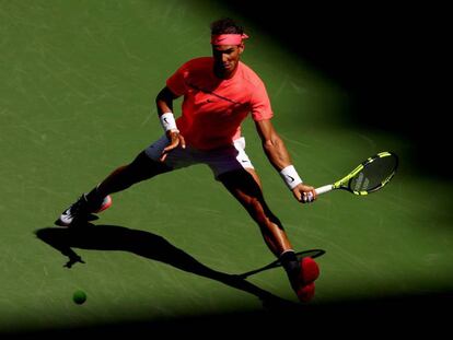 Nadal, durante el partido de los octavos contra Dolgopolov.