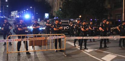 Barrera policial montada en la última protesta junto al Congreso, el pasado día 13.