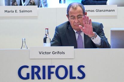 El presidente de honor de Grifols, Víctor Grífols, durante una junta general de accionistas.