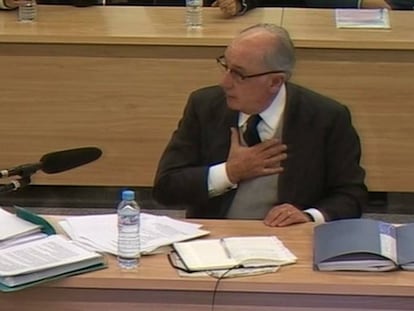 El expresidente de Bankia, Rodrigo Rato, durante su declaración en el juicio por el caso Bankia.