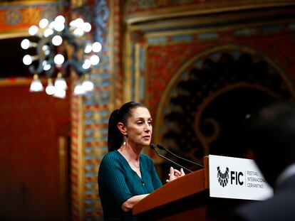 La jefa de Gobierno de Ciudad de México, Claudia Sheinbaum, durante una comparecencia.