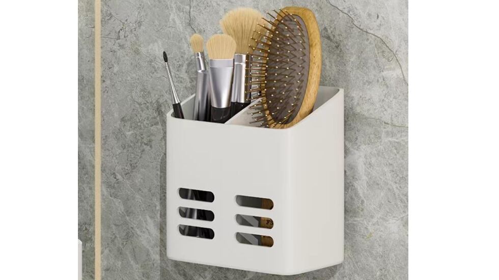 Estante organizador de baño con adhesivo potente.