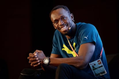 Usain Bolt, una de las estrellas del Mundial de atletismo, durante una entrevista este jueves.