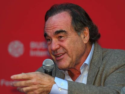 Oliver Stone, este viernes en una rueda de prensa en el Festival de Busan. 