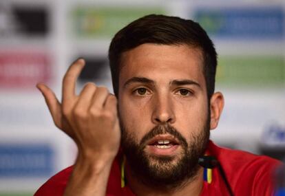 Jordi Alba, durante la rueda de prensa.