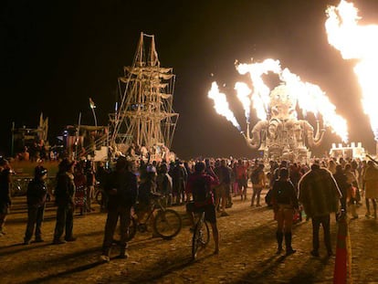 El Pulpo Mecánico, una de las esculturas móviles más populares de Burning Man.