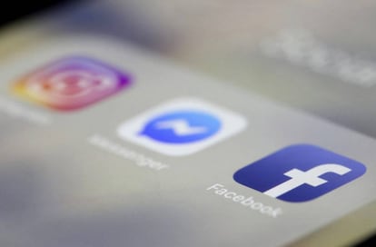 Los iconos de Facebook, Messenger e Instagram, tres de las redes de Facebook.