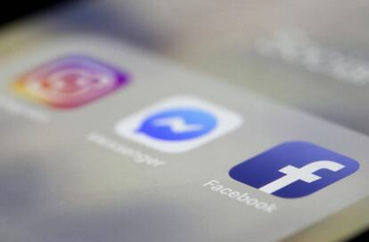 Los iconos de Facebook, Messenger e Instagram, tres de las redes de Facebook.