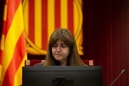 La presidenta del Parlament, Laura Borràs, en un pleno.