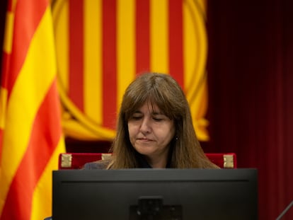 La presidenta del Parlament, Laura Borràs, en un pleno.