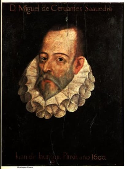 Retrato de Miguel de Cervantes, pintado por Juan de J&aacute;uregui en 1600.