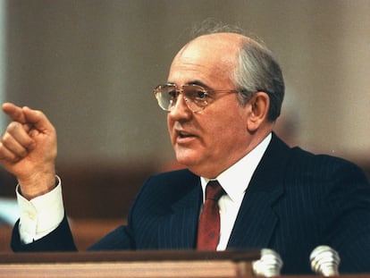 Gorbachov, durante un discurso, en mayo de 1989.