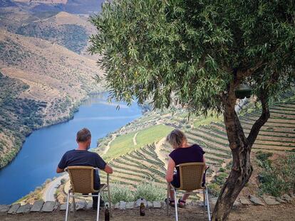 Vistas del río Duero a su paso por Portugal, desde la terraza del Museo do Côa, en Vila Nova de Foz Côa.