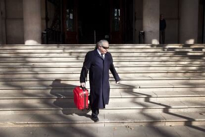 Andorran businessman Fidel Pallerols leaves court in Barcelona.
