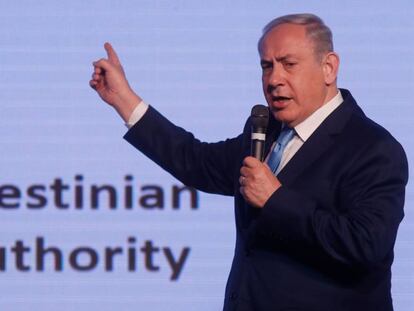 El primer ministro israel&iacute;, Benjam&iacute;n Netanyahu, en una conferencia diplom&aacute;tica en Jerusal&eacute;n.