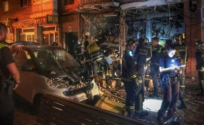 El estado en que ha quedado el edificio de Pozuelo tras la explosión.