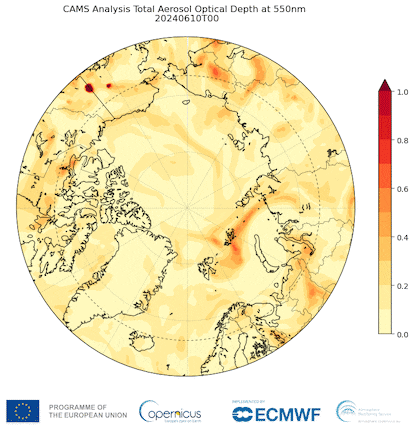 Los incendios en la región Ártica de este mes de junio según el servicio europeo Copernicus. 