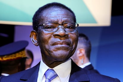 El presidente de Guinea Ecuatorial, Teodoro Obiang, en el Foro de la Paz de París en 2019.