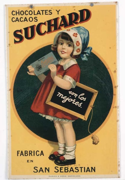 Otra marca tradicional es la de Chocolates Suchard. Carlos Velasco cuenta en el libro que esta marca suiza, nacida en 1826, llegó en 1910 a España. Velasco explica que un cartel puede costar desde los 30 euros a los 10.000.