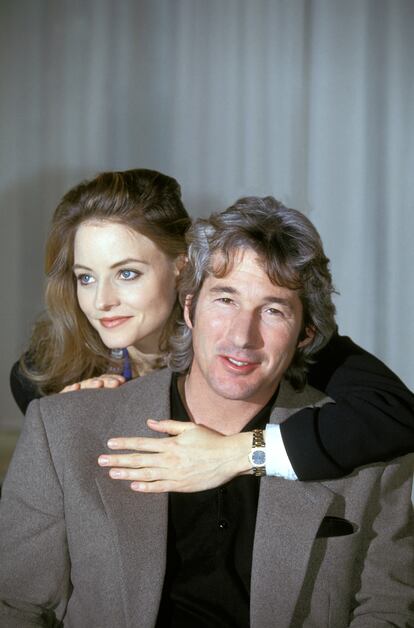 Jodie Foster y Richard Gere en 1993 en París. Juntos protagonizaron 'Sommersby'.