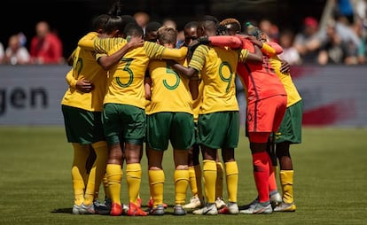 Las jugadoras de Sudáfrica, antes de un amistoso ante EE UU.