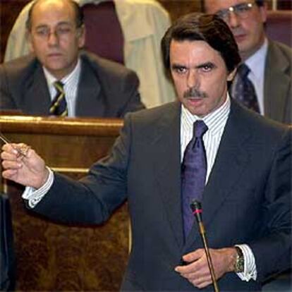José María Aznar, en la sesión de control en el Parlamento.