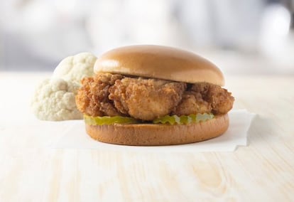 This image released by Chick-fil-A, Inc. shows the new, plant based, Chick-fil-A Cauliflower Sandwich.