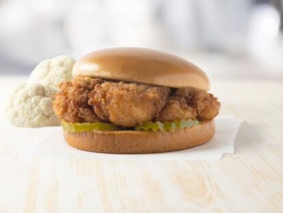 This image released by Chick-fil-A, Inc. shows the new, plant based, Chick-fil-A Cauliflower Sandwich.