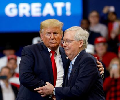 Mitch McConnell and Donald Trump at a rally in Lexington, Kentucky, on November 4, 2019.