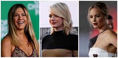 Jennifer Aniston, Emma Stone y Jennifer Lawrence.