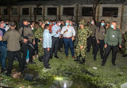 El presidente Iván Duque en la base militar atacada en Cúcuta