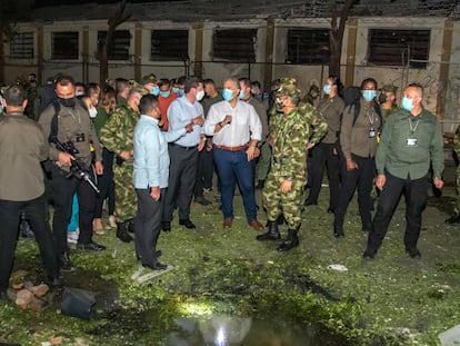 El presidente Iván Duque en la base militar atacada en Cúcuta