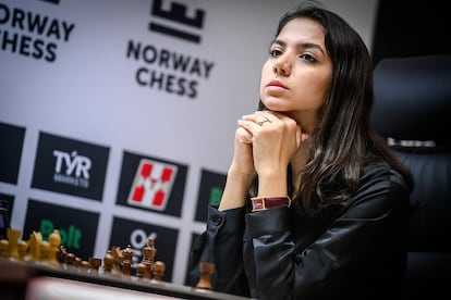 Sara Khadem, este jueves, durante la penúltima ronda del Norway Chess