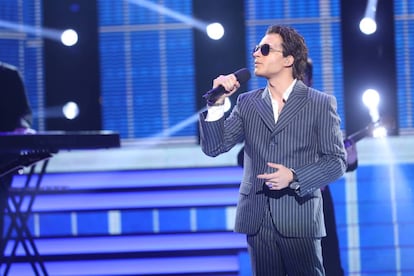Blas Cantó, ganador de 'Tu cara me suena', imitando a Marc Anthony.