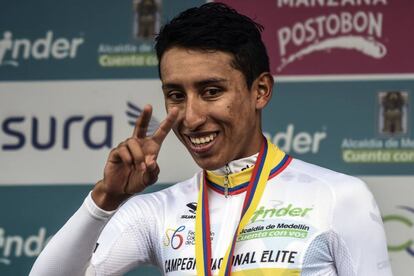 Egan Bernal, tras ganar el campeonato colombiano contrarreloj.