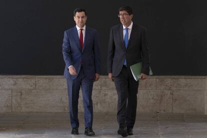 Moreno Bonilla y Juan Marín, tras una reunión del Consejo del Gobierno el pasado mes de julio.