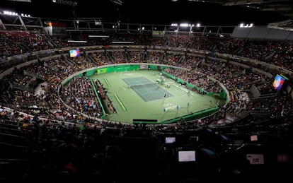 Vista general durante el partido de tenis entre el británico Andy Murray y el argentino Juan Martín del Potro.