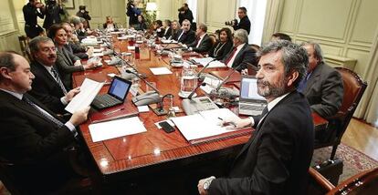 El pleno del Consejo General del Poder Judicial. En primer término, su presidente, Carlos Lesmes.
