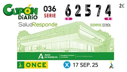 Cupón premiado en el sorteo celebrado este miércoles 17 de septiembre de 2025.