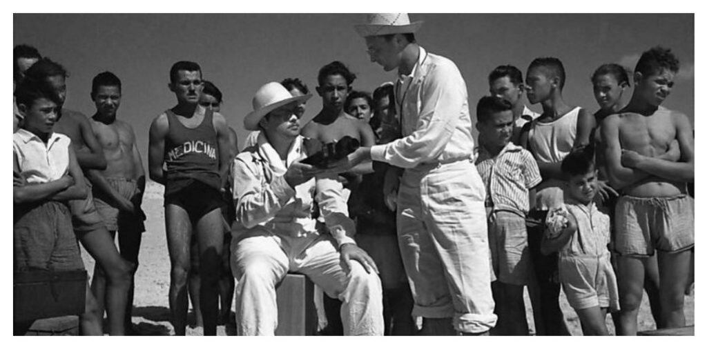 Orson Welles durante el rodaje en Brasil.