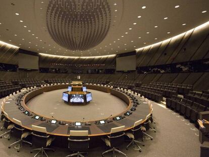 Sala 1, núcleo de decisión de la nueva sede de la OTAN en Bruselas.