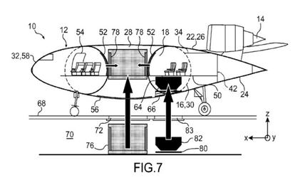 Sección longitudinal del avión. El plano describe el innovador sistema de embarque imaginado por los técnicos de Airbus.