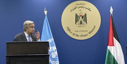 El secretario general de la ONU, António Guterres, este martes en Ramala.