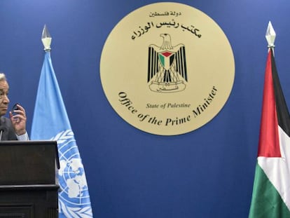 El secretario general de la ONU, Ant&oacute;nio Guterres, este martes en Ramala.