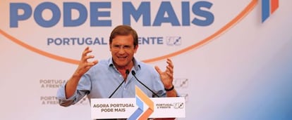 El primer ministro y líder del PSD, Pedro Passos Coelho, en campaña electoral.