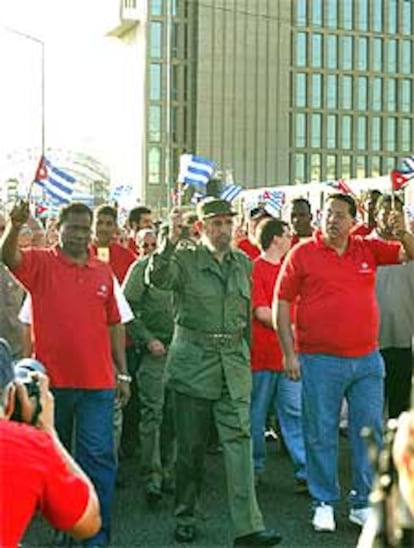 Fidel Castro, durante la manifestación en La Habana.