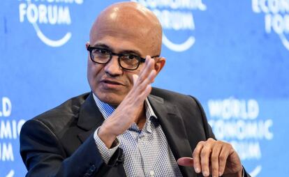 Satya Nadella, CEO de Microsoft, el 24 de mayo de 2022 en el Foro de Davos